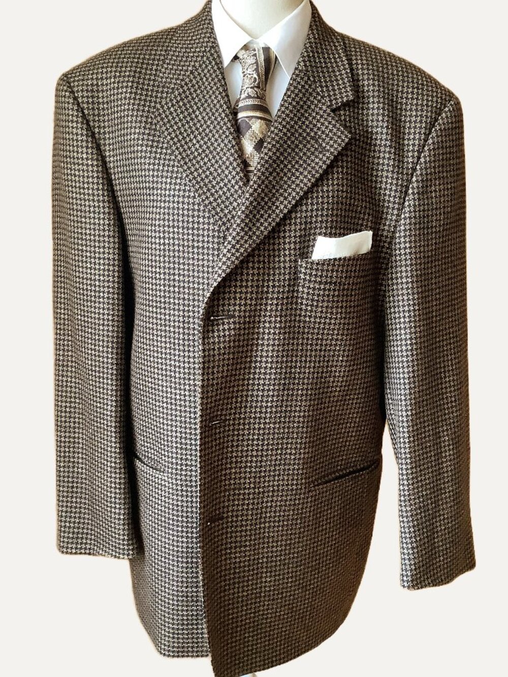 Vintage Pierre Cardin Paris 100% Wool Houndstooth Blazer Sport Coat Size 44R
